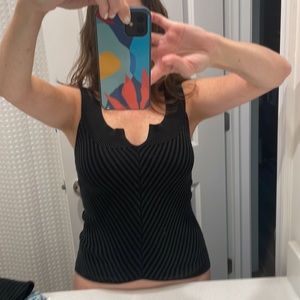 Cache stretch rib black top size M